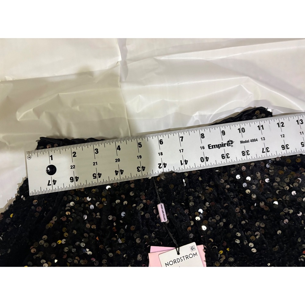 NWT Avec Les Filles Black Sequin Wide Leg Pants Women's Size XS Party Disco - Picture 3 of 10